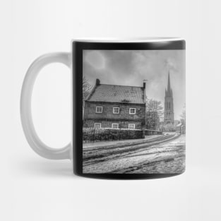 St James' Church, Louth, UK, Black And White Snow Scene Mug